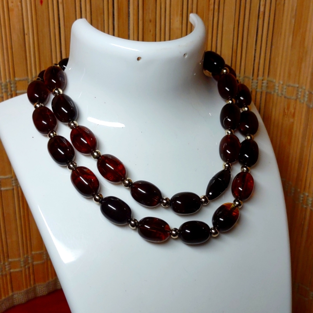 Fabulous 1960s Root Beer Lucite Beaded Necklace